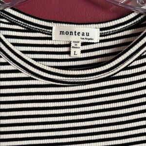 Monteau Classic Black and White Striped Tee